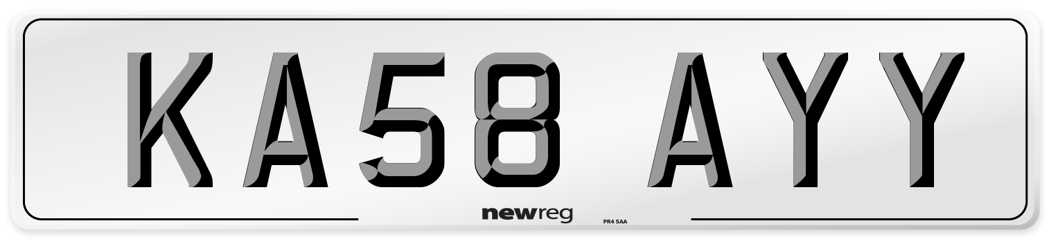 KA58 AYY Number Plate from New Reg